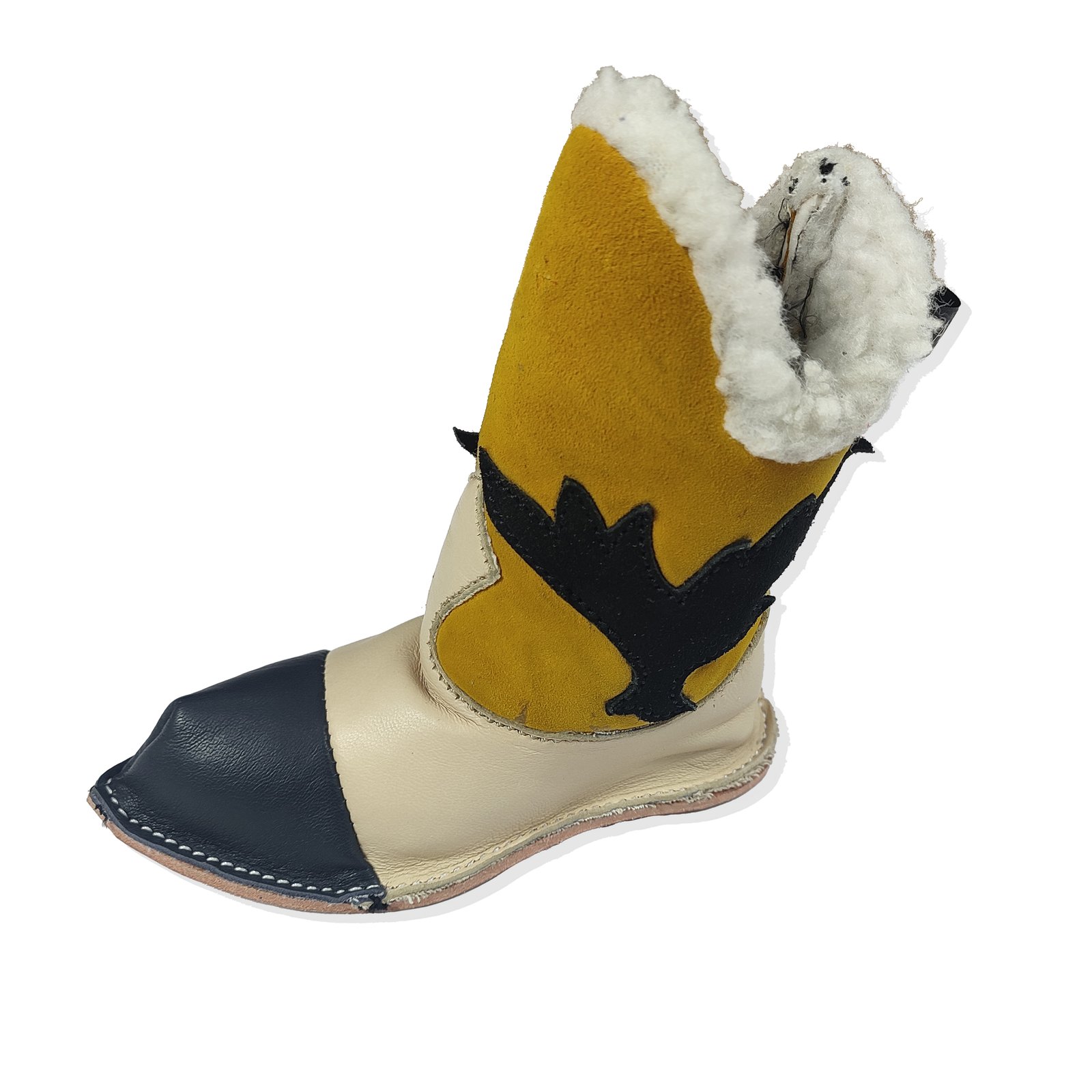 Rugged Western Boot Leather & Shearling Dog Toy