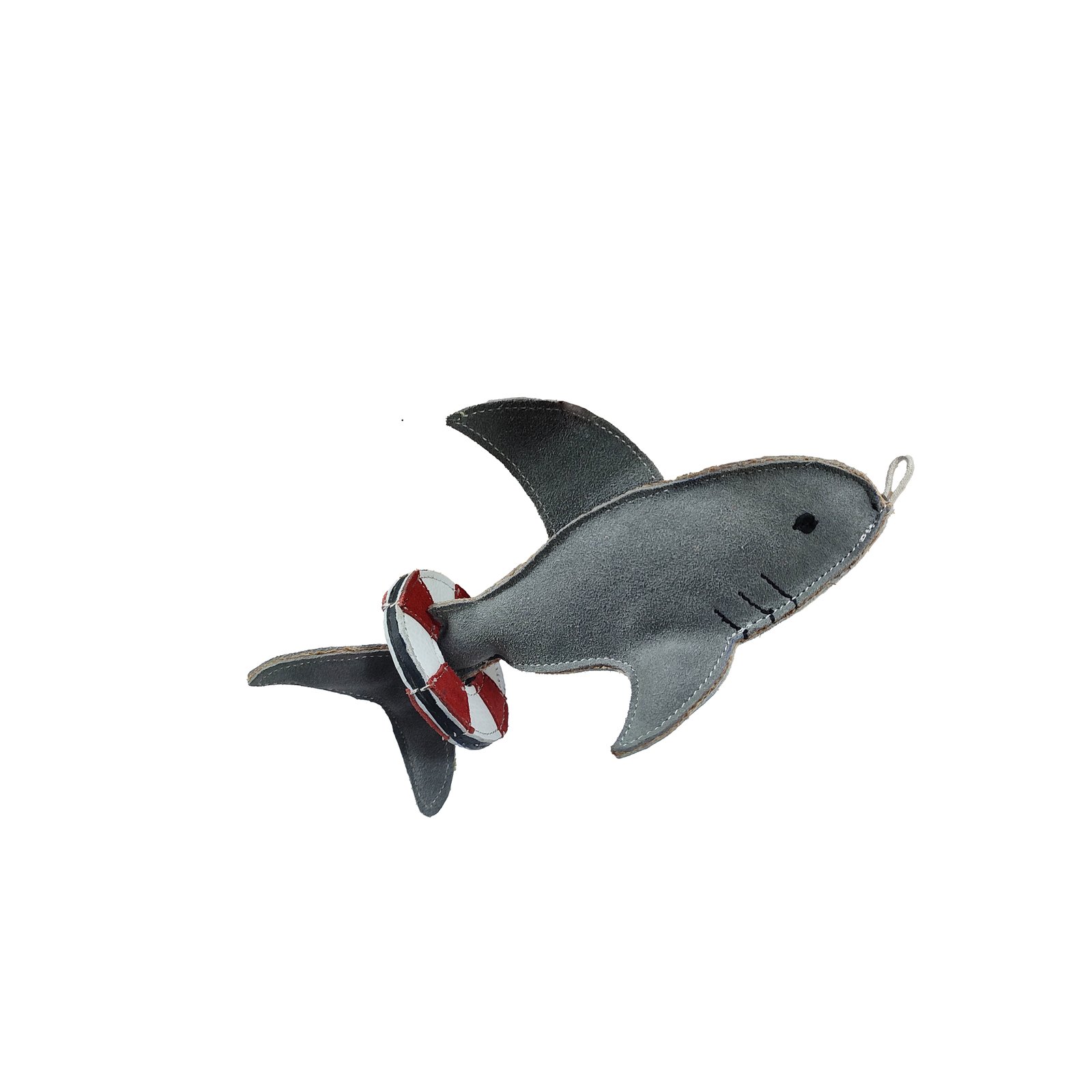 Eco-Friendly Suede Shark with Lifebuoy Ring Dog Toy