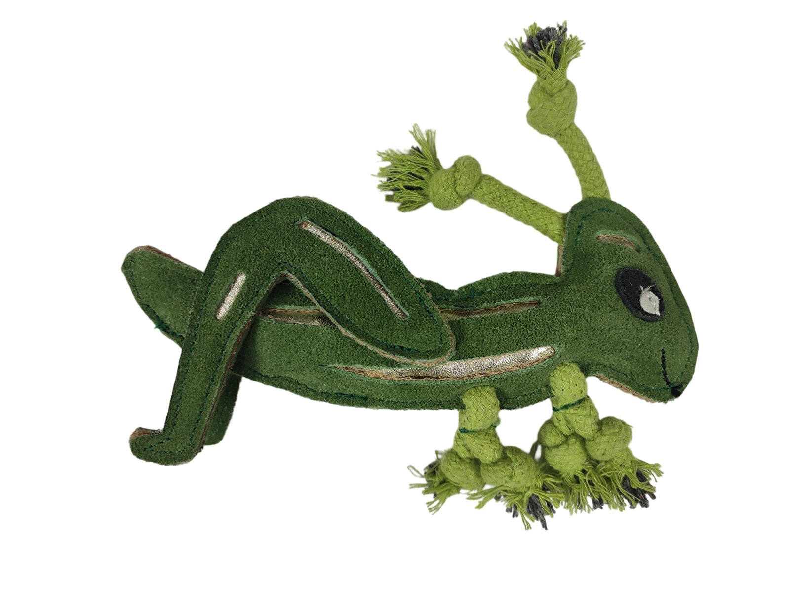 Genuine Suede Grasshopper Durable Dog Toy with Integrated Ropes