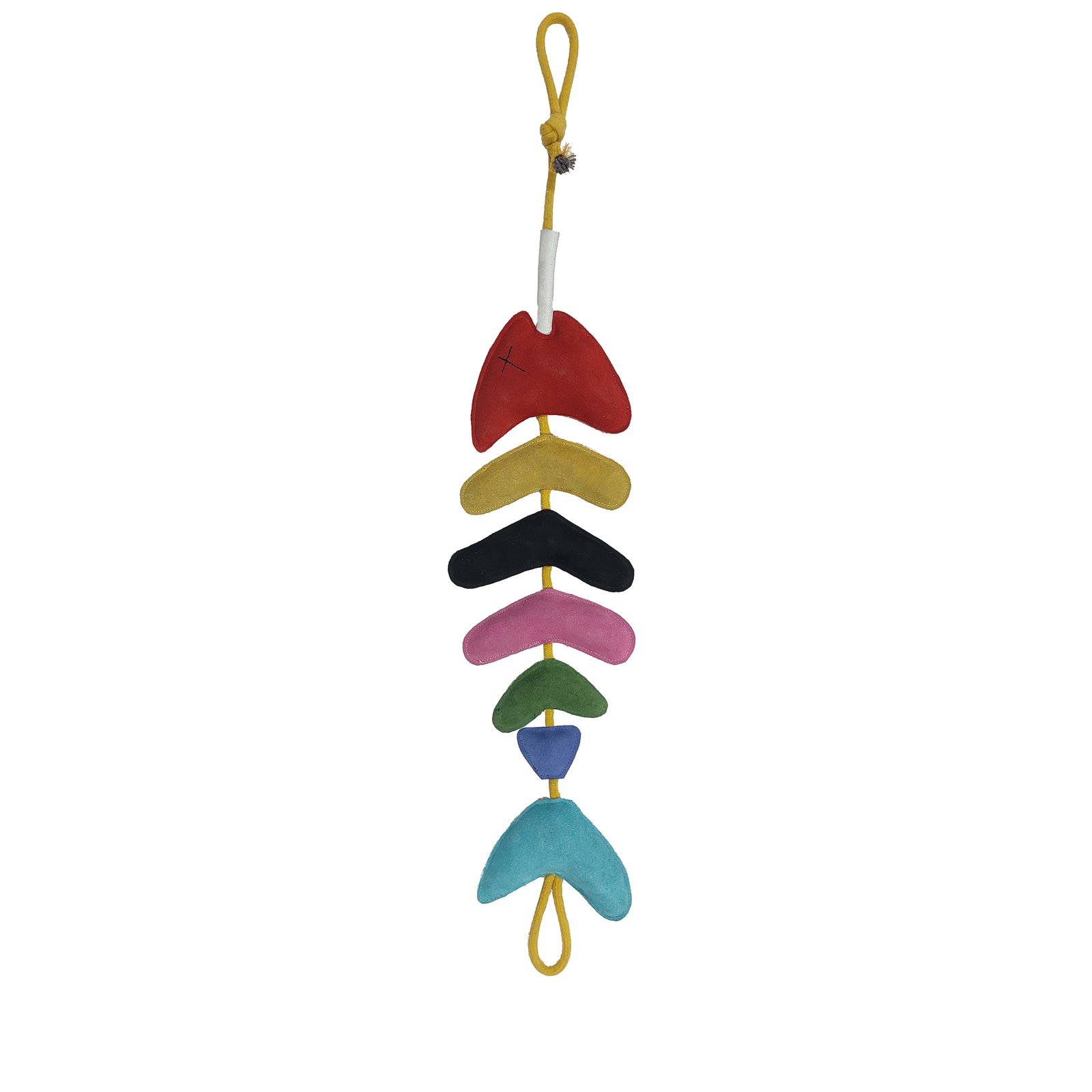 Multi-Color Suede Leather Fish Skeleton Tug & Toss Dog Toy