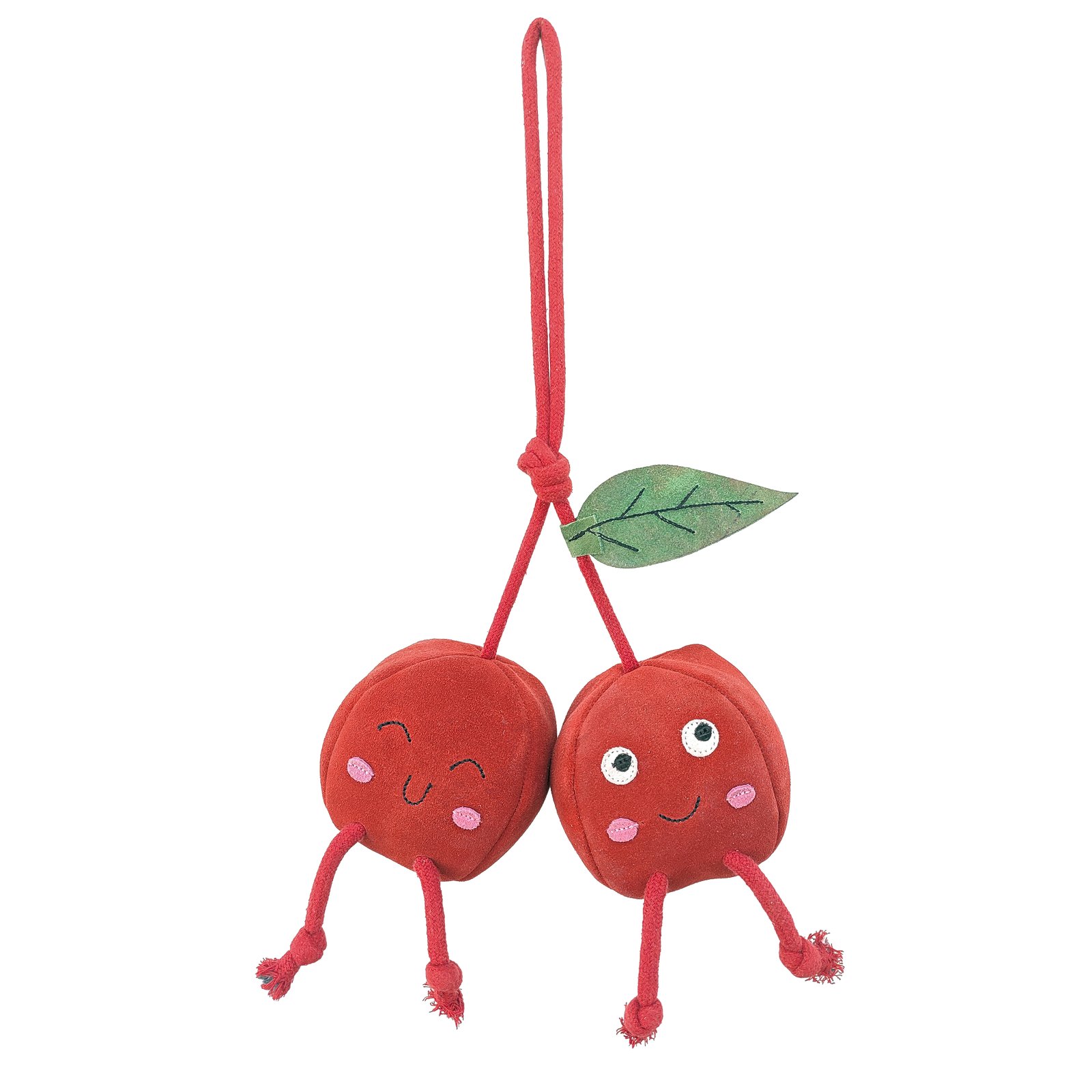 Playful Cherries Character Suede Plush Dog Toy