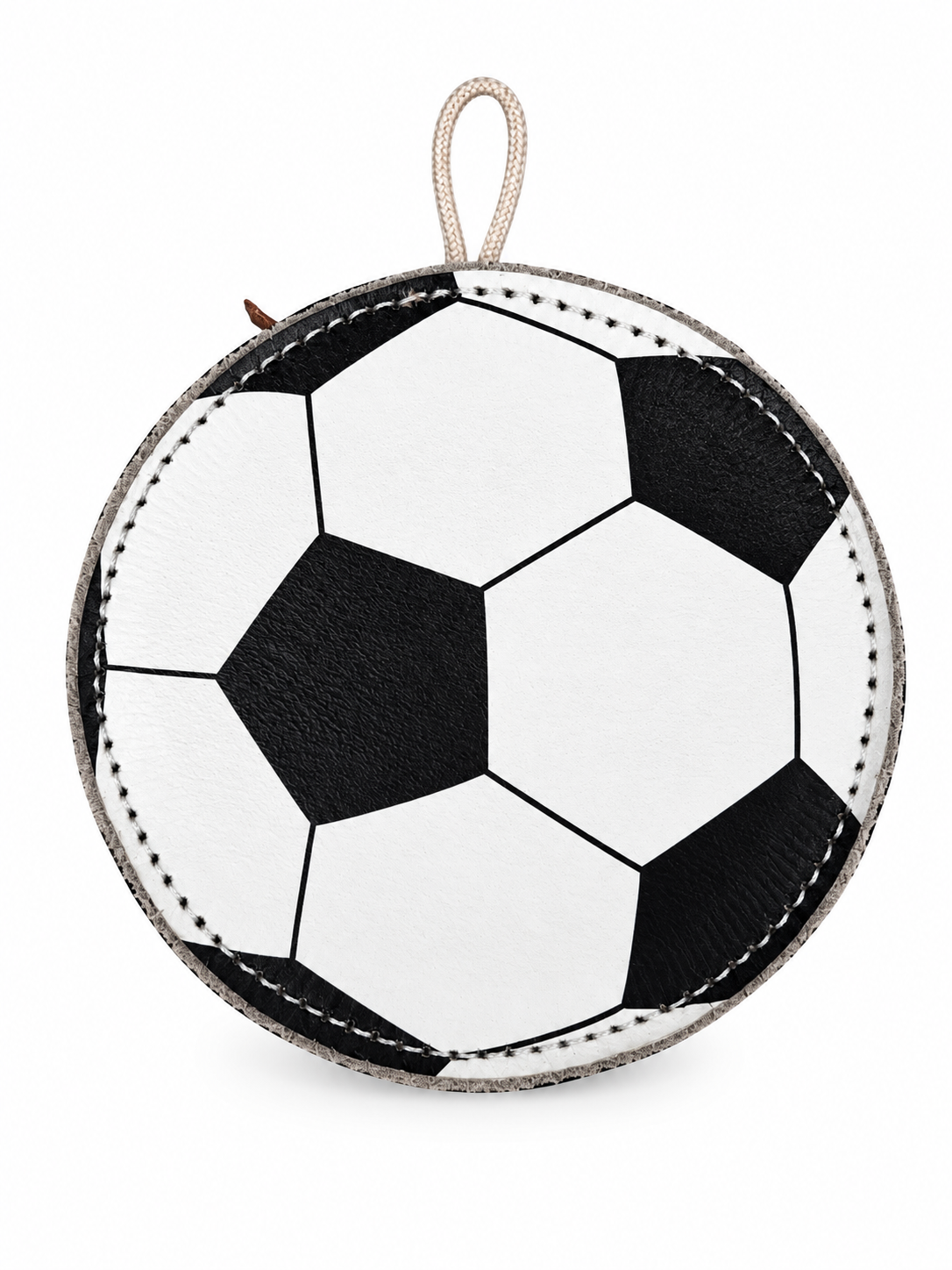 Handcrafted Suede Leather & Jute Soccer Ball Dog Toy