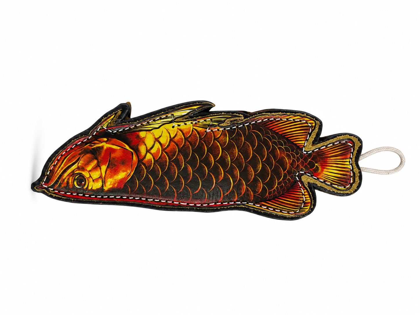 Handcrafted Suede Leather & Jute Fish Dog Toy
