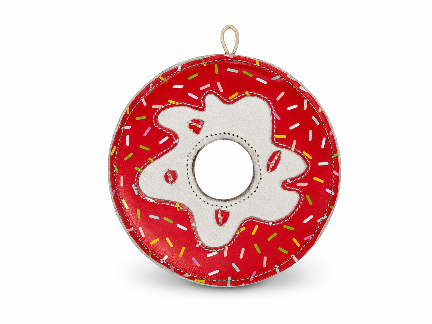 Handcrafted Suede Leather & Jute Donut Dog Toy