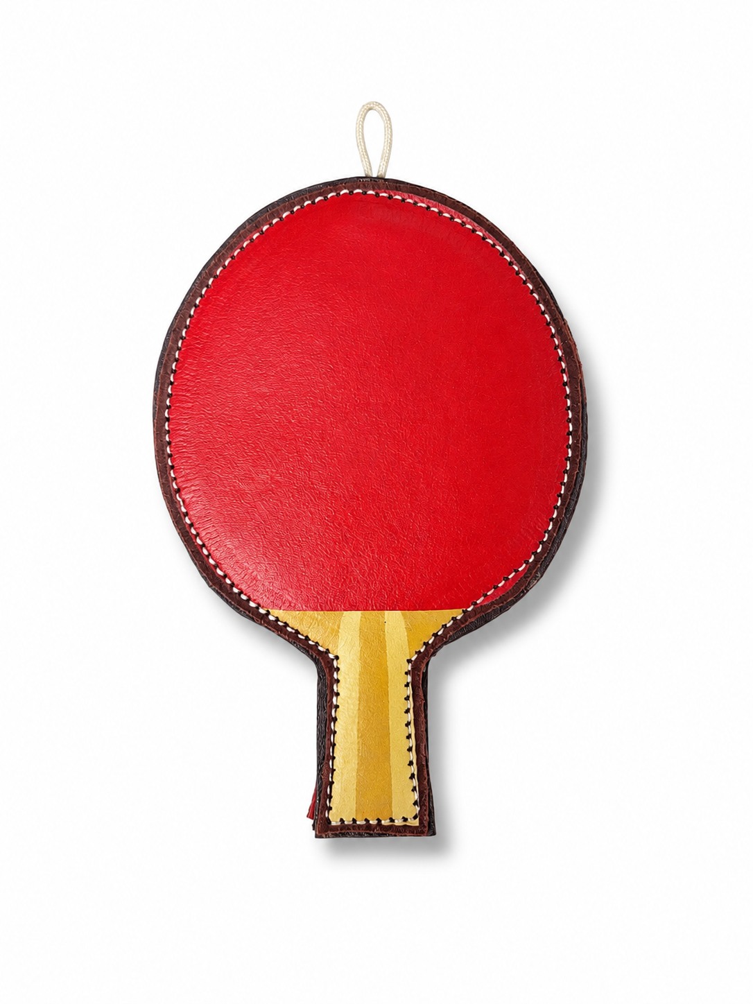 Handcrafted Suede Leather & Jute Ping Pong Paddle Dog Toy