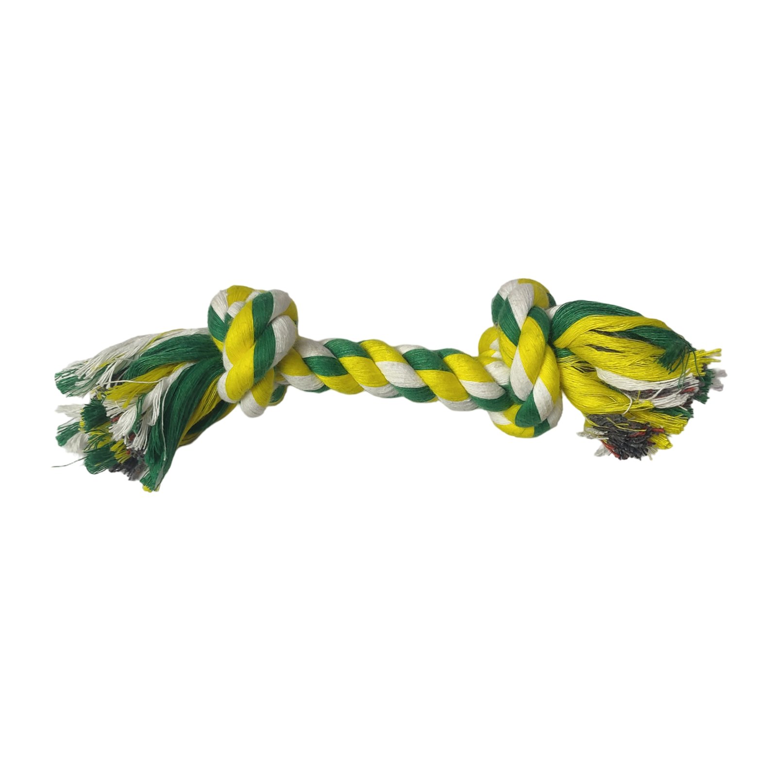 Two-Knot Tri-Color Braided Rope Dog Toy