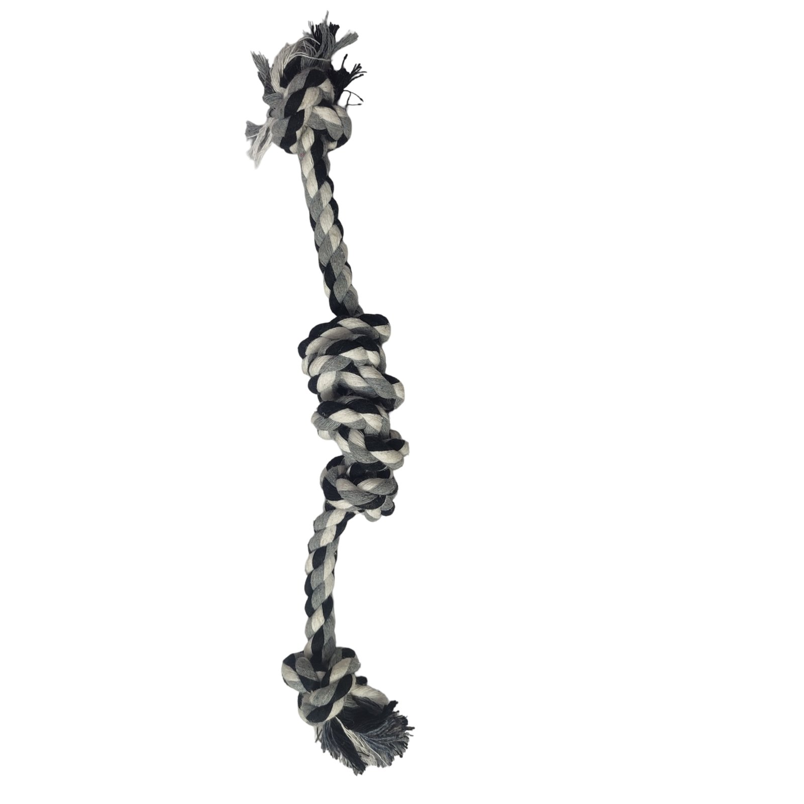 Grayscale Multi-Knot Braided Rope Dog Toy