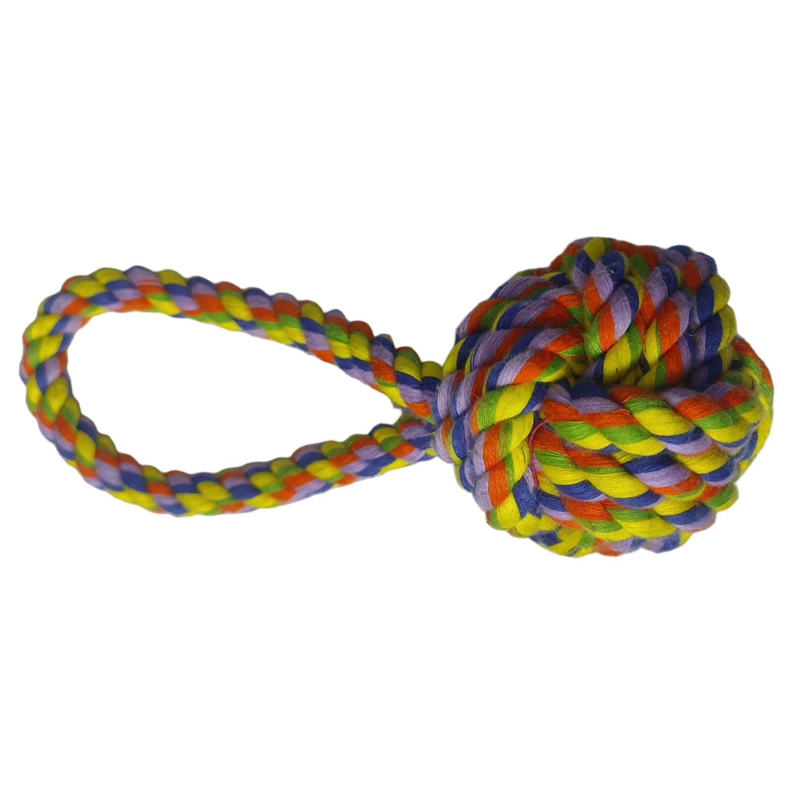 Multi-Color Braided Rope Loop & Ball Dog Toy