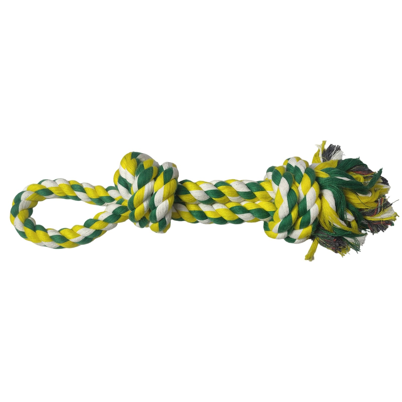 Tri-Color Braided Rope Loop & Knot Tug Dog Toy