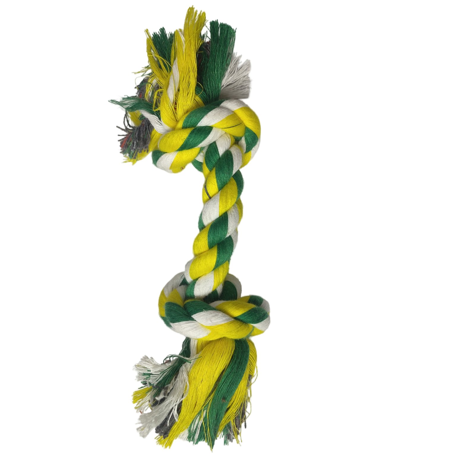 Two-Knot Tri-Color Twisted Rope Dog Toy