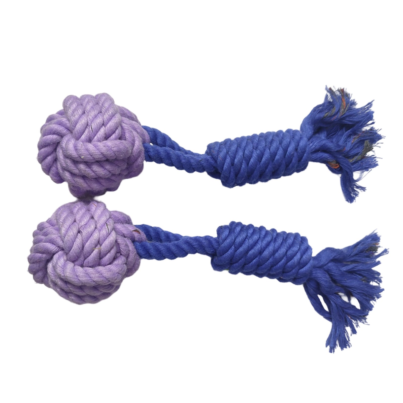 Two-Tone Rope Ball & Barrel Knot Dog Toy