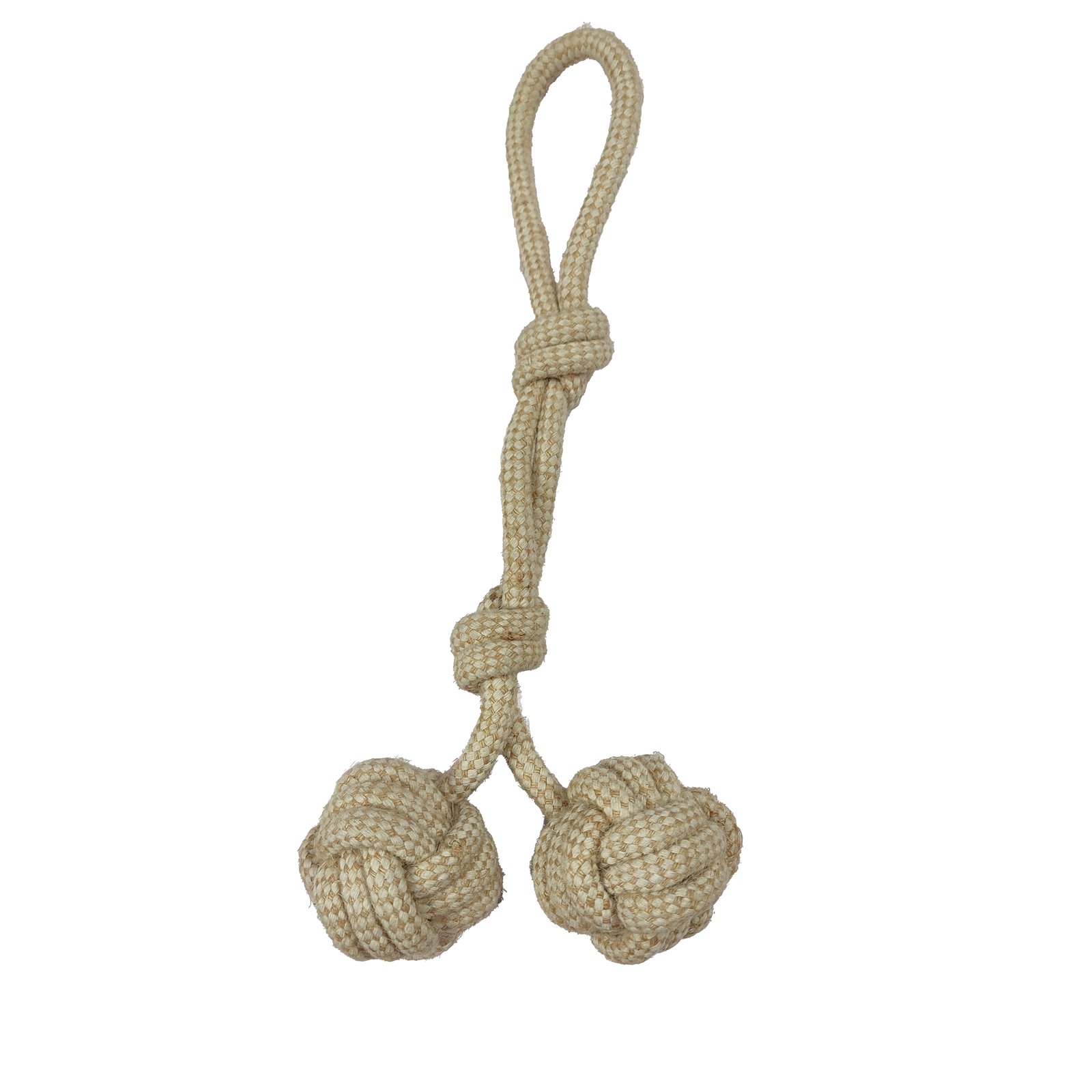 Heavy-Duty Dual Monkey Fist Knot Rope Toy with Handle Loop