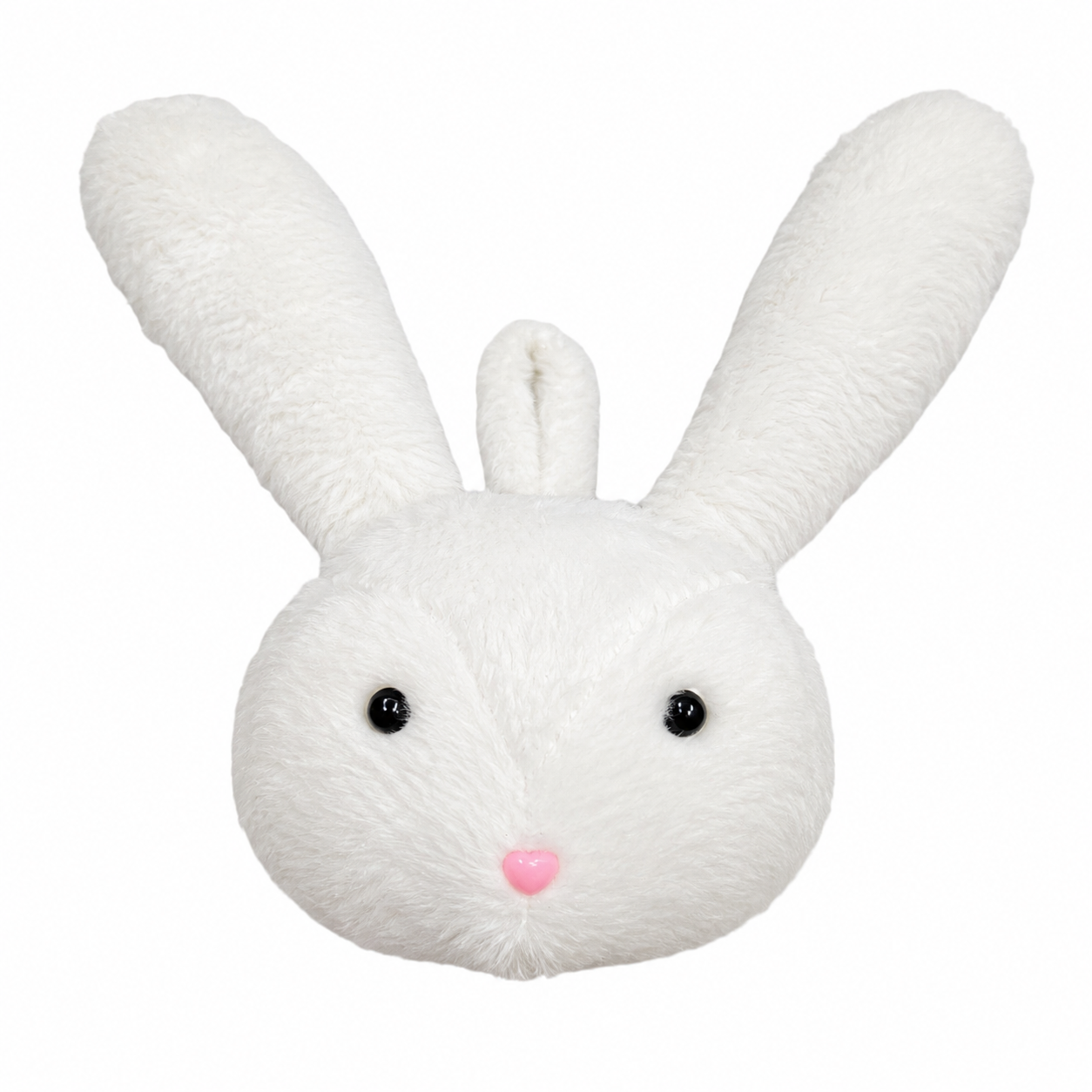 Kawaii White Plush Bunny Head Bag Charm with Long Ears