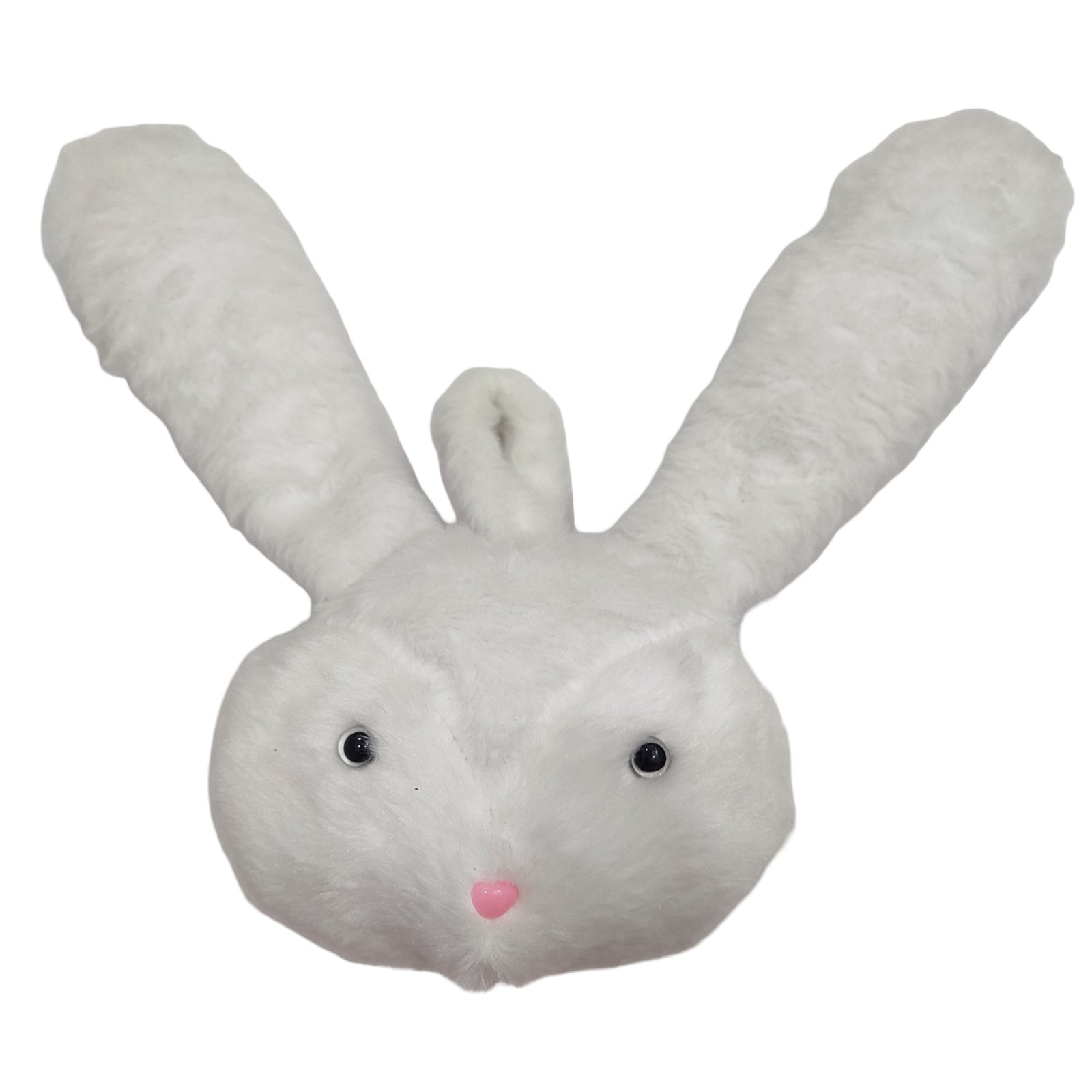 Kawaii White Plush Bunny Head Bag Charm with Long Ears