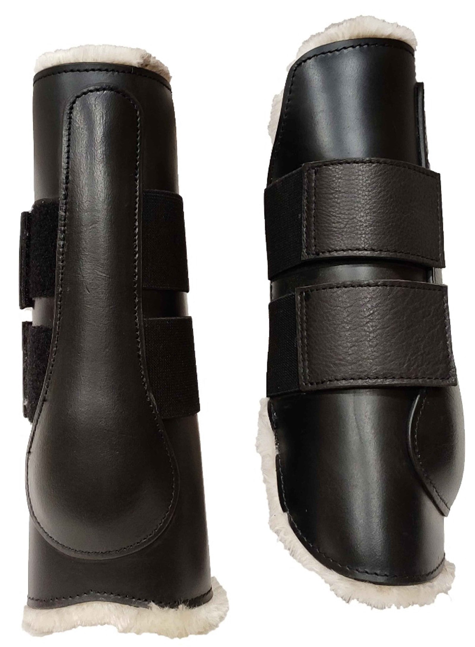 Black Leather Tendon Protection Boots