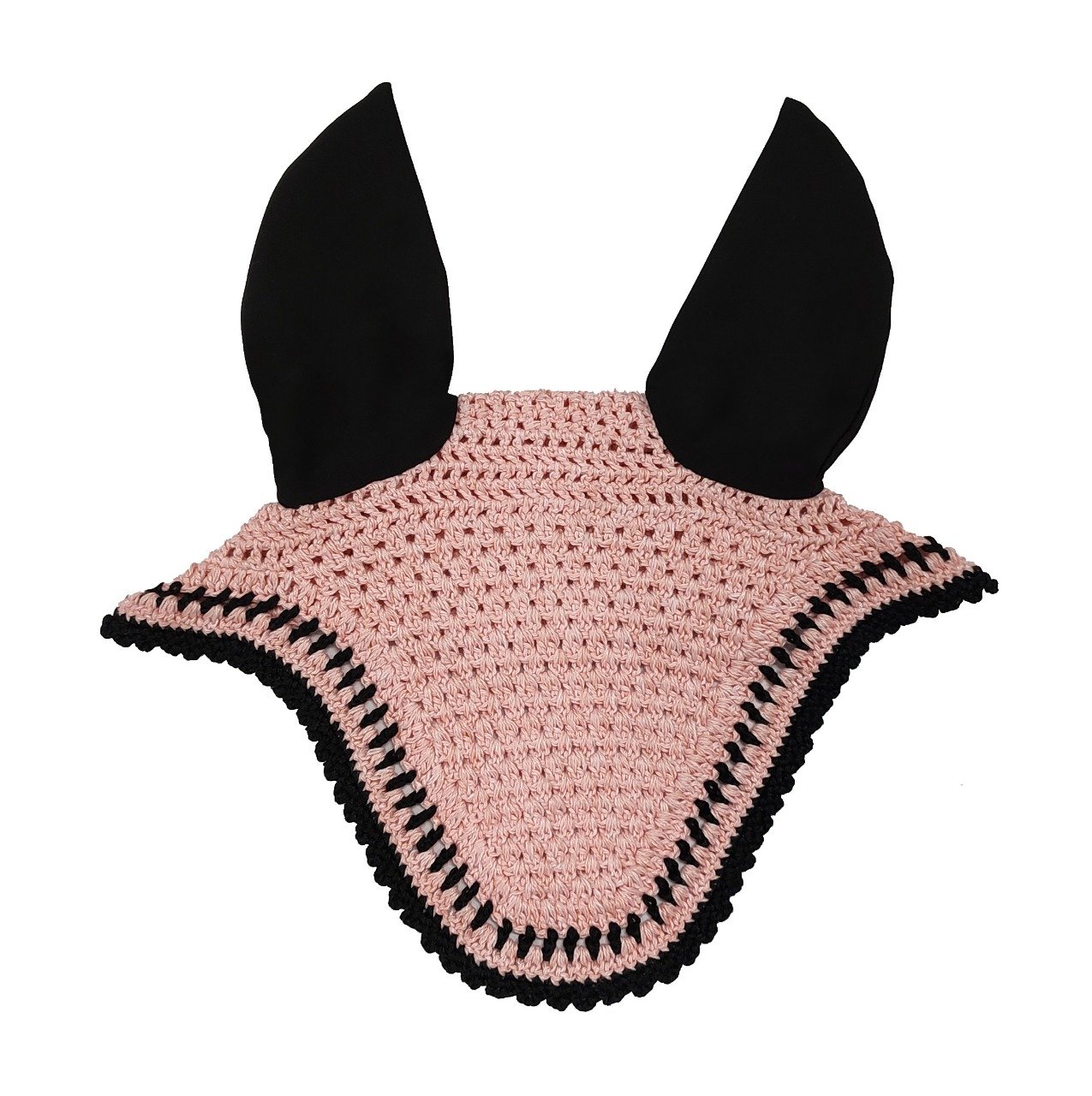 Pink Crocheted Fly Veil with Black Contrast Trim