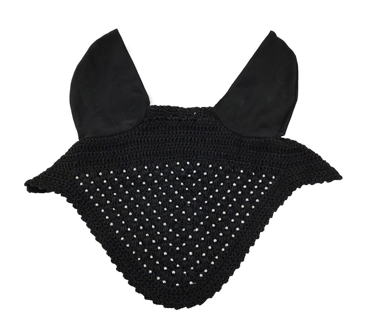 Black Crocheted Fly Veil with Crystal Scatter Design