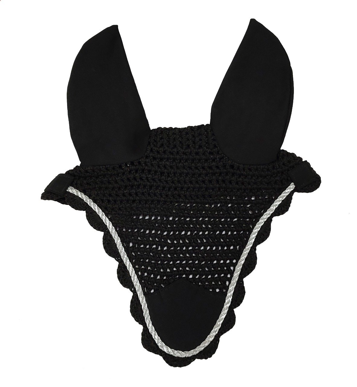 Black Crocheted Fly Veil with Silver Cord Detail