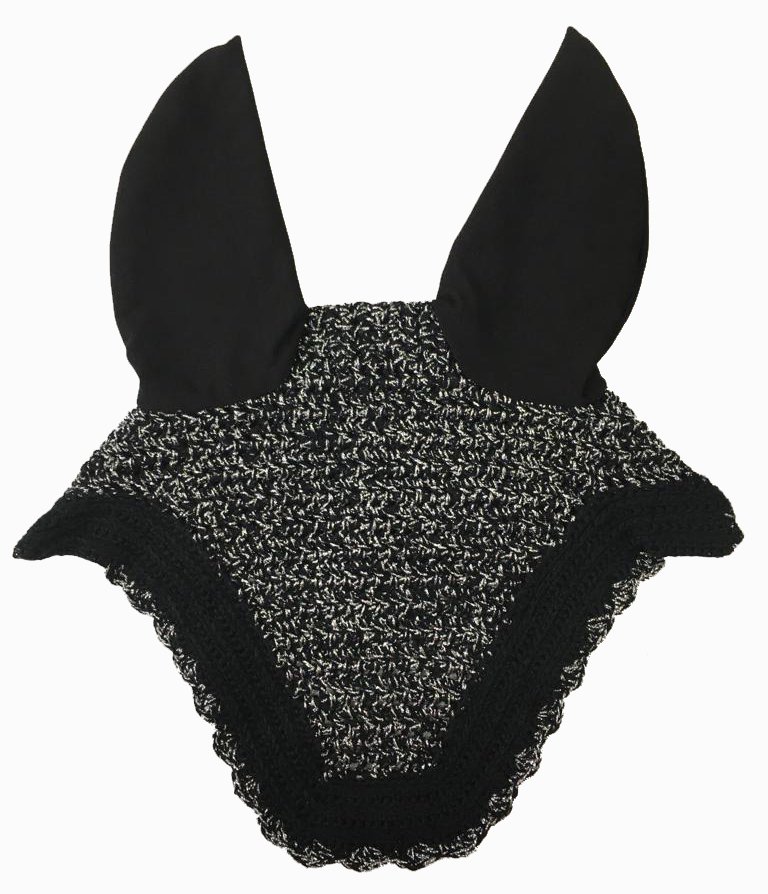 Classic Black Crocheted Fly Veil with Ears
