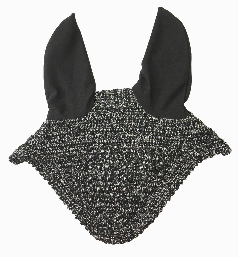 Classic Black Crocheted Fly Veil with Ears