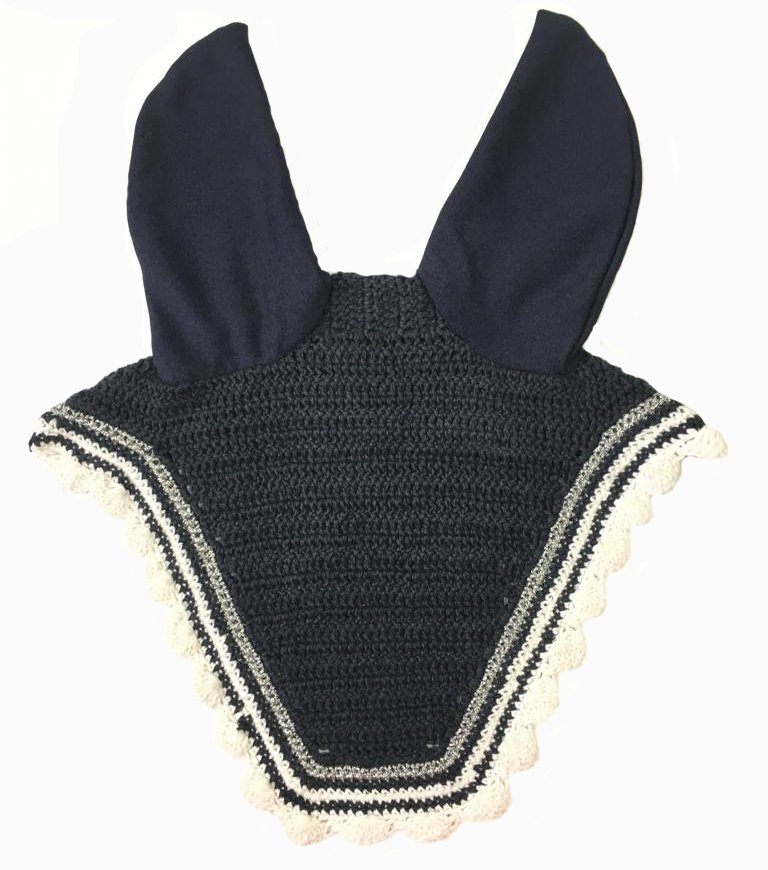 Classic Black Crocheted Fly Veil with Ears