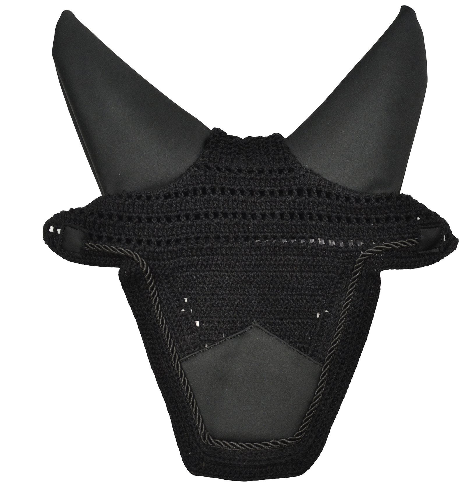 Black Crocheted Fly Veil with Rhinestone Star Accent