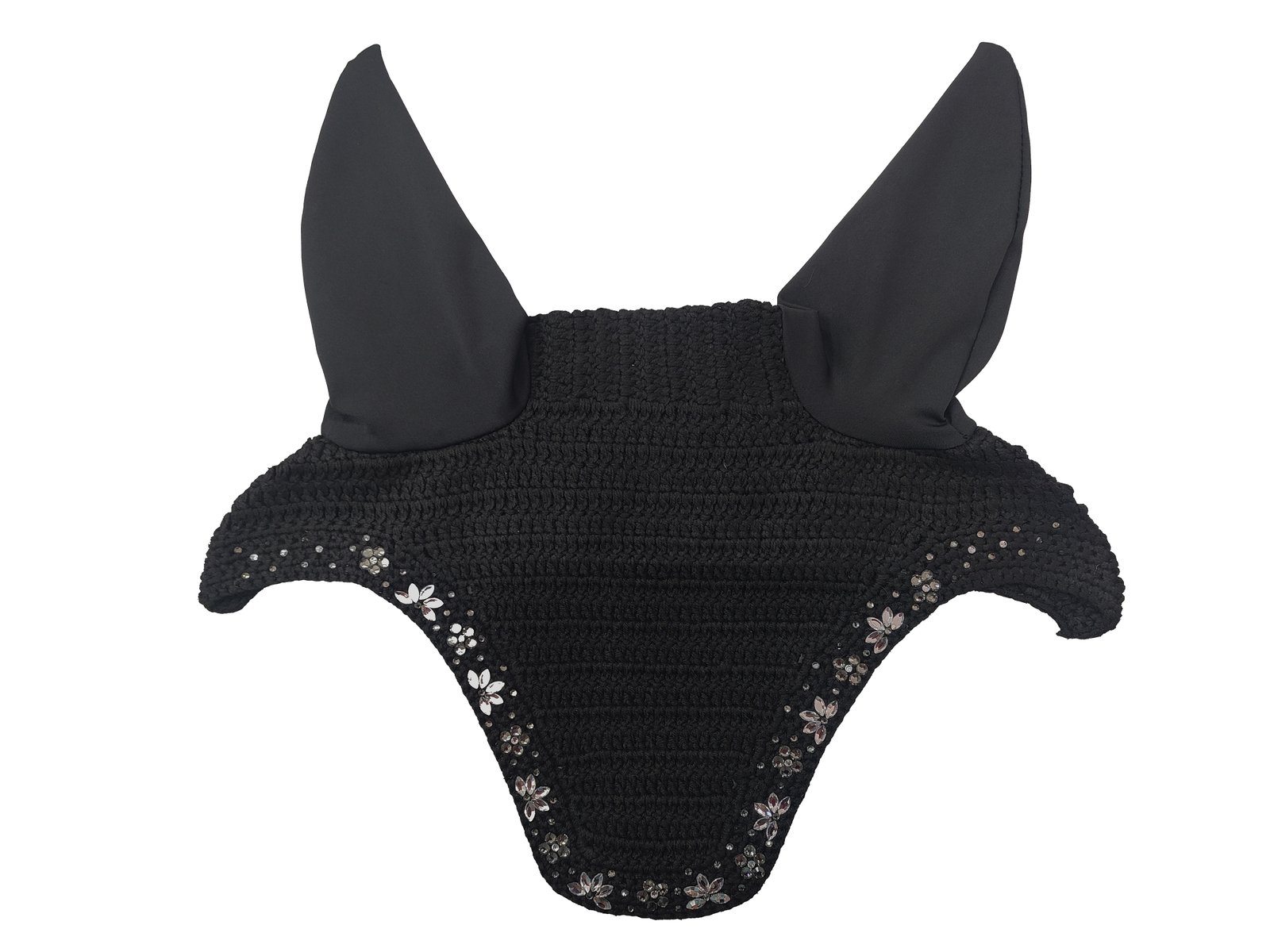 Midnight Blossom Hand-Knit Equestrian Fly Veil