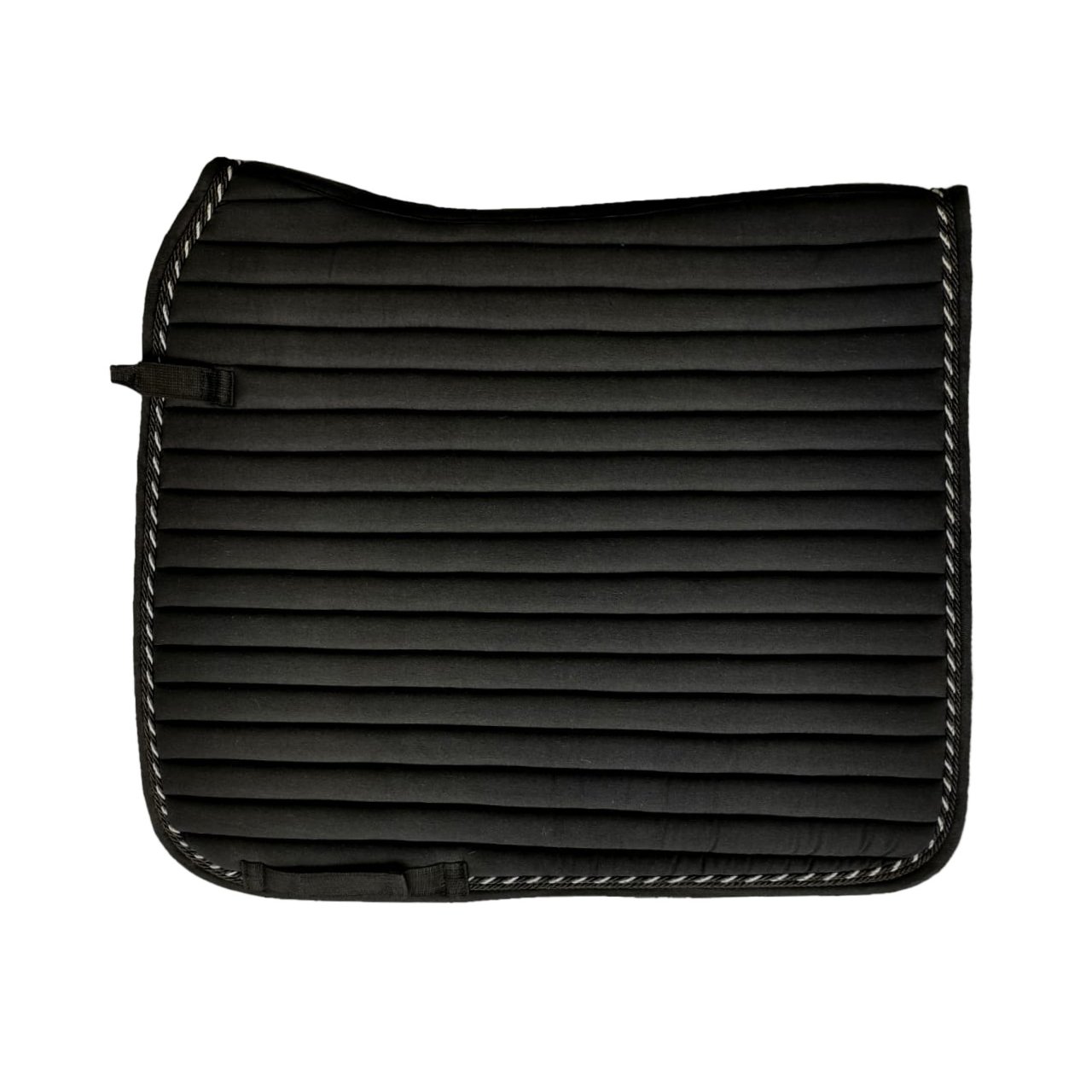 Streamlined Black Ribbed Performance Saddle Pad with Contrast Stitching