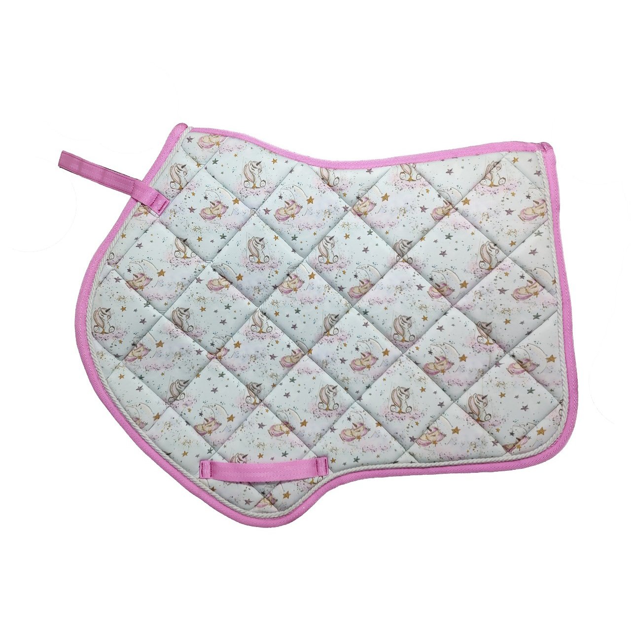 Dreamy Unicorn Diamond Quilted All-Purpose Saddle Pad with Pink Trim