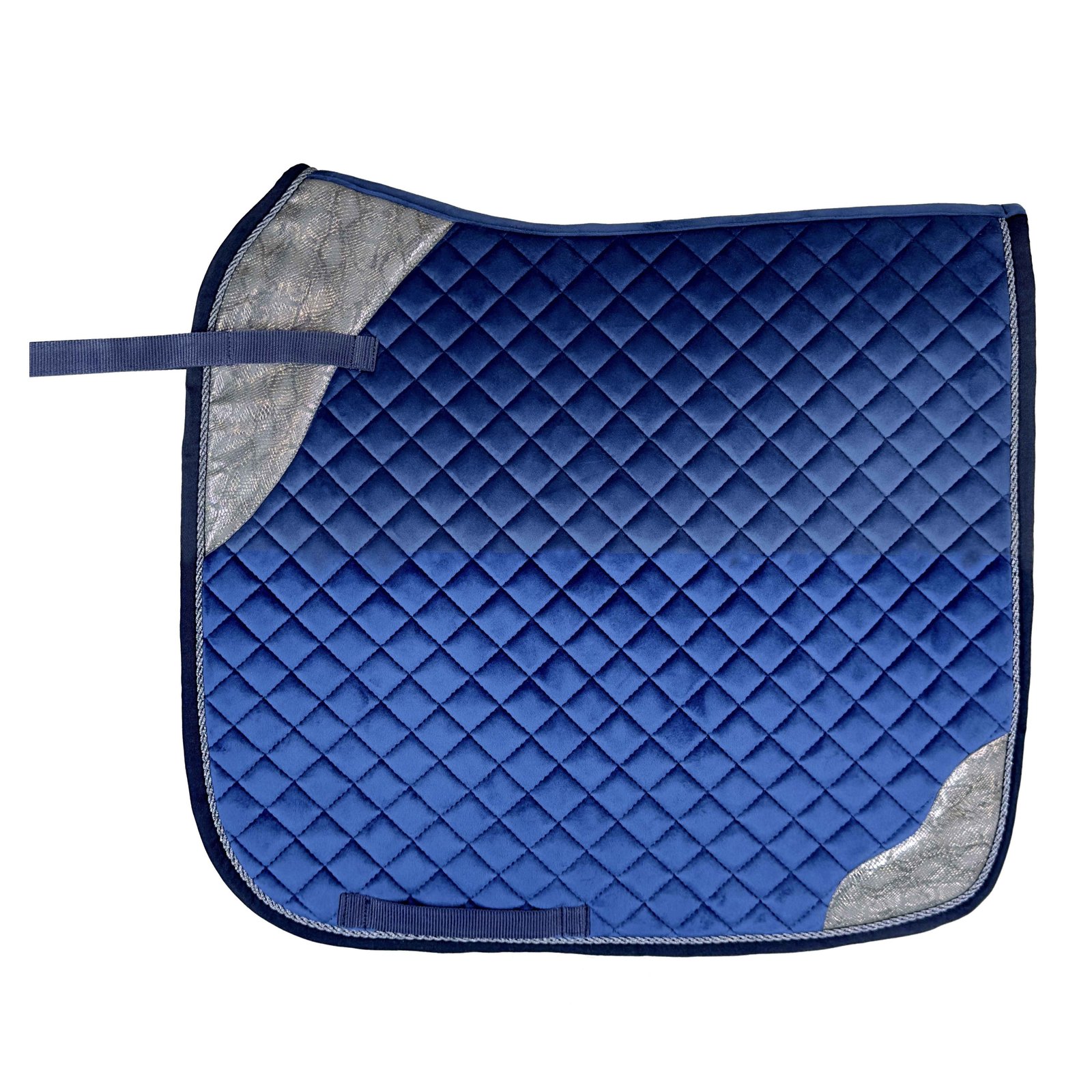 Royal Blue Diamond Quilted All-Purpose Saddle Pad with Metallic Silver Accents