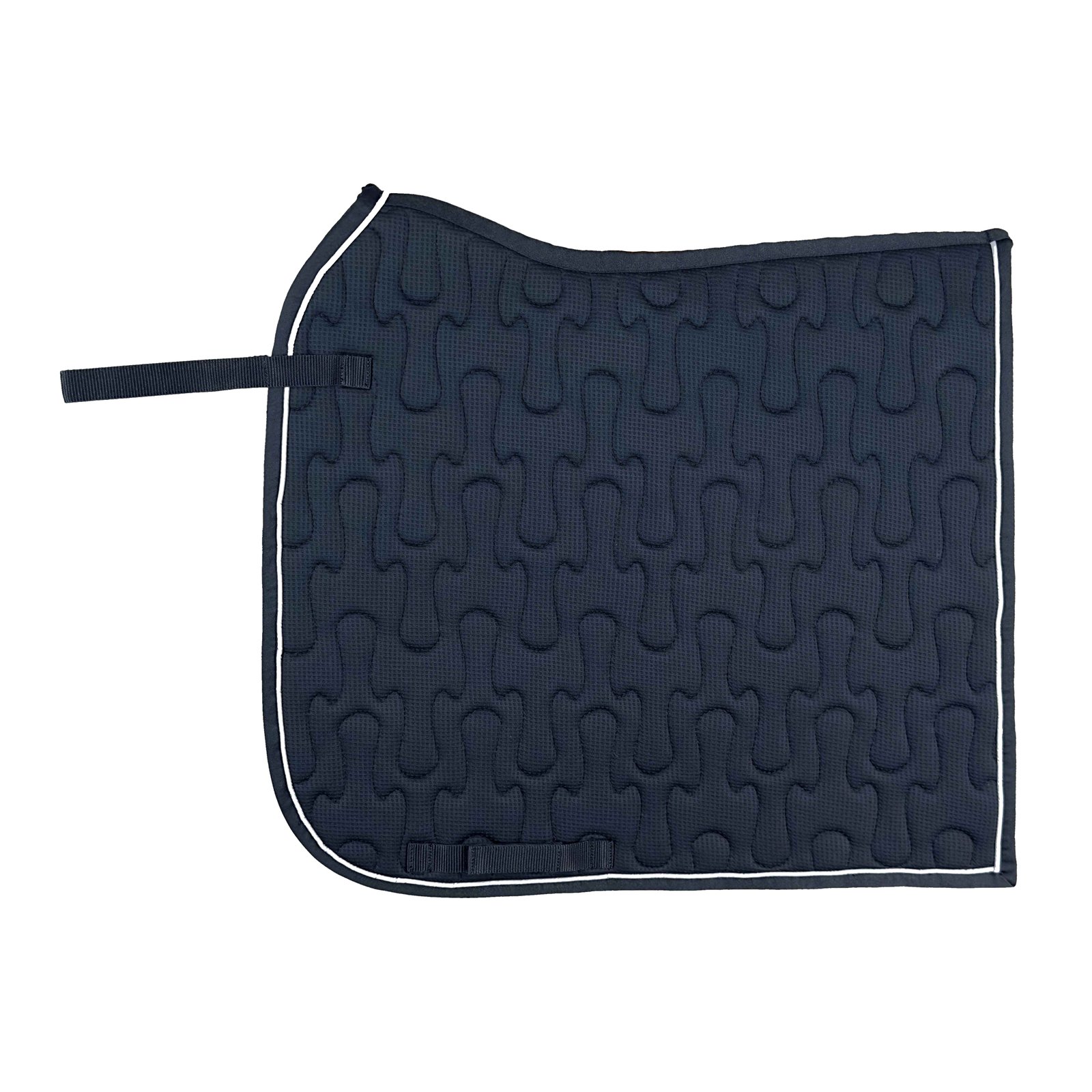 Navy Blue Textured Circle Pattern All-Purpose Saddle Pad with White Accent Piping