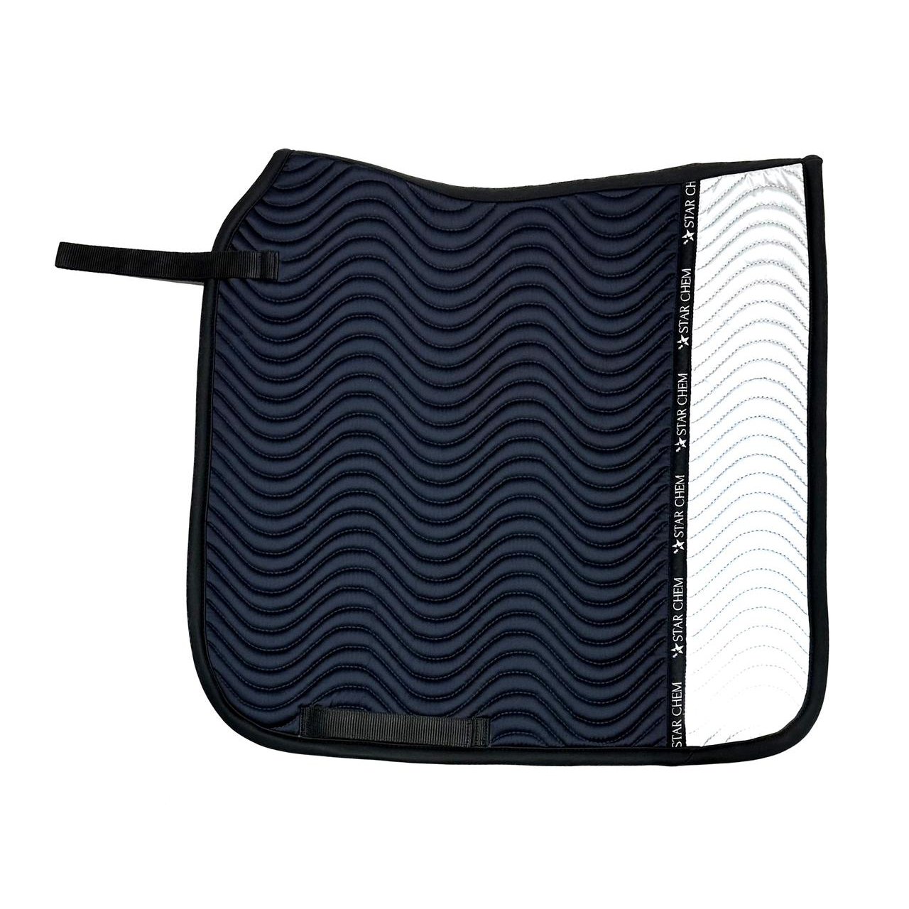 Navy Blue Wave Pattern Saddle Pad with White Contrast Panel