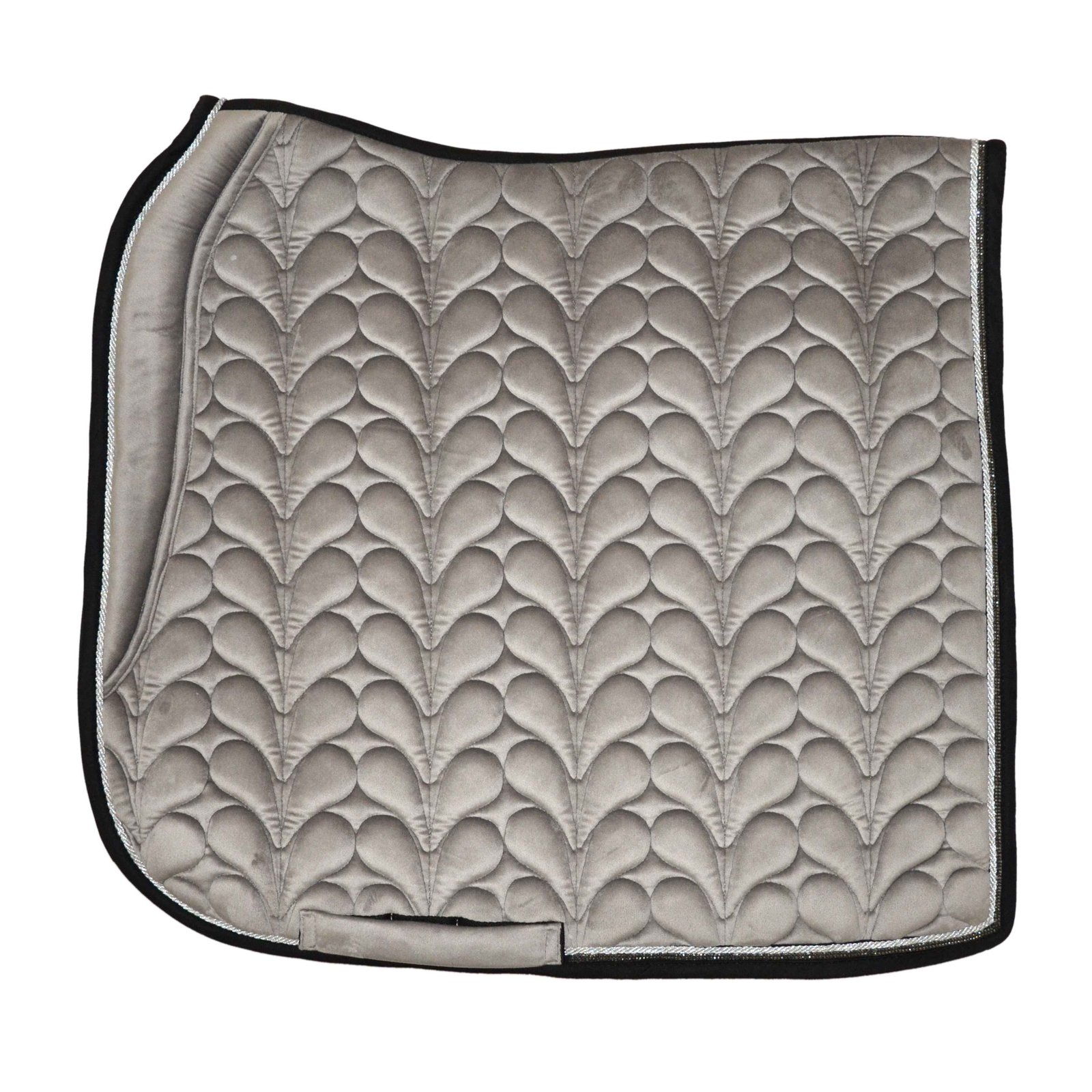 Taupe Quilted Saddle Pad with Intricate Scalloped Fan Pattern