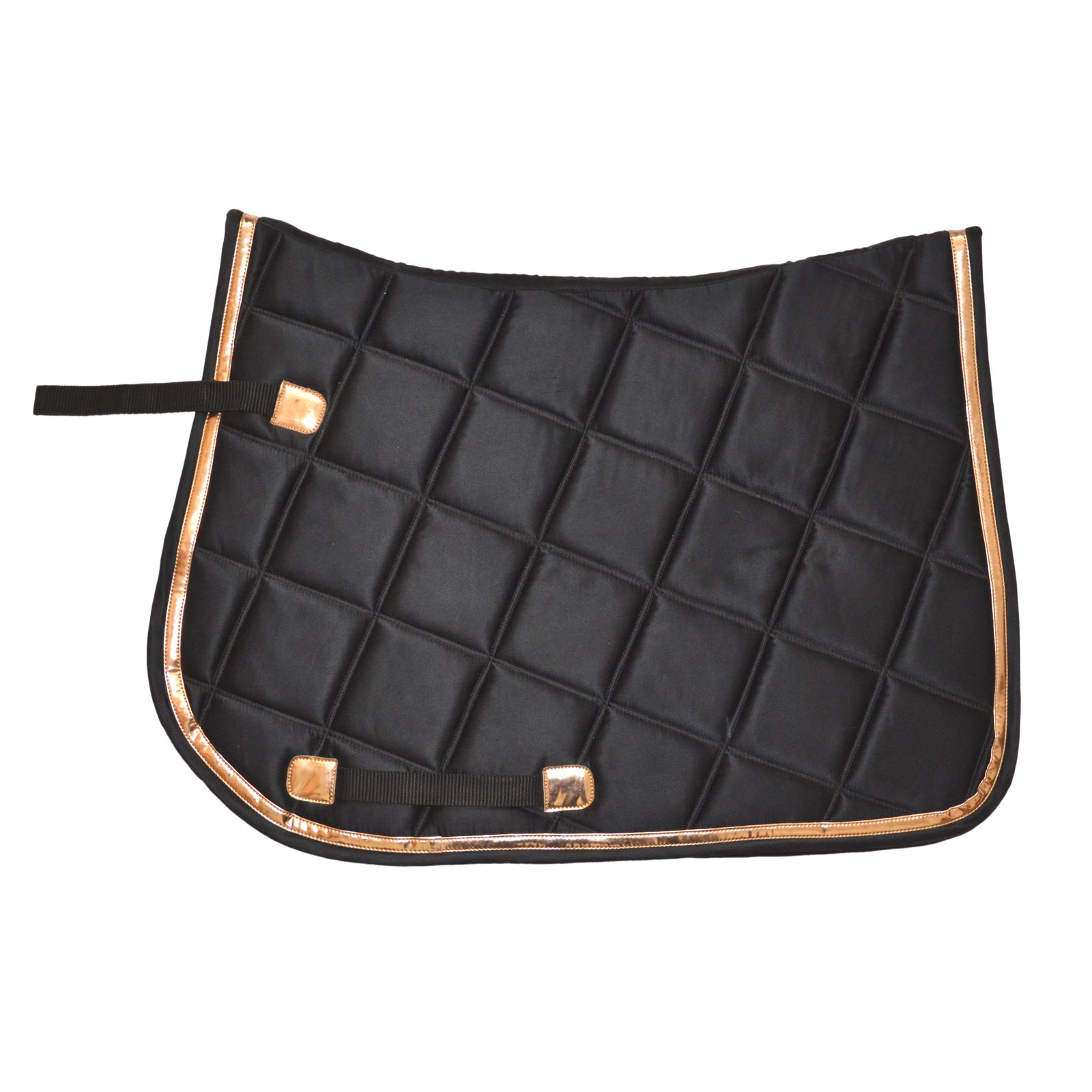 Black Quilted Saddle Pad with Luxurious Rose Gold Trim