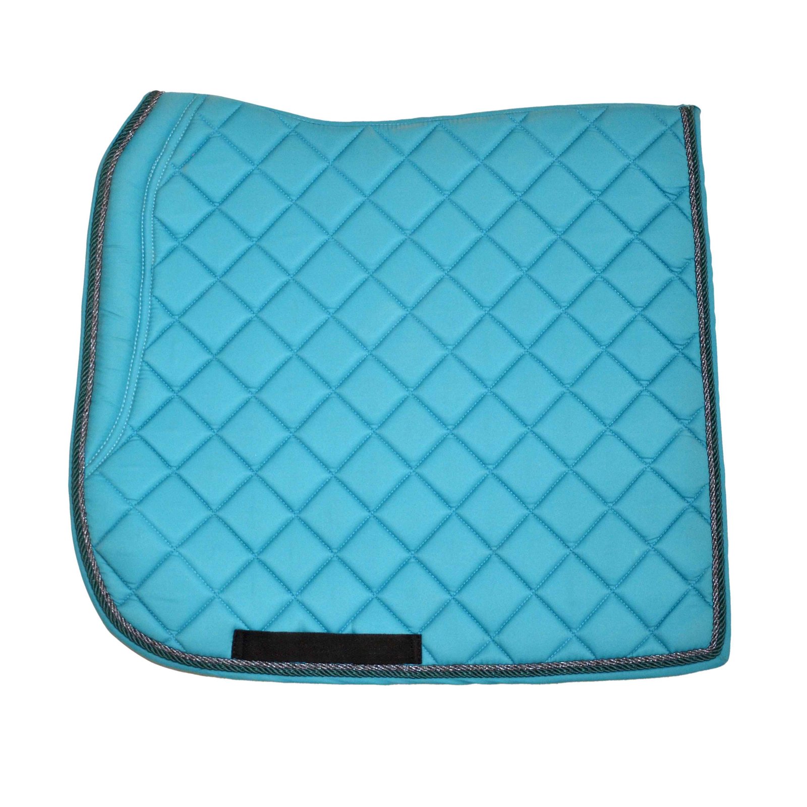 Turquoise Blue Quilted Dressage Saddle Pad with Rope Trim