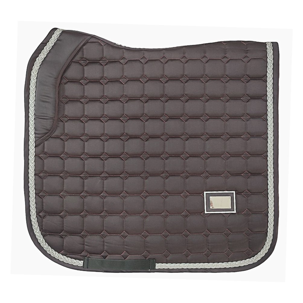 Estate Espresso Octagon-Quilt Saddle Pad with Braided Silver Trim