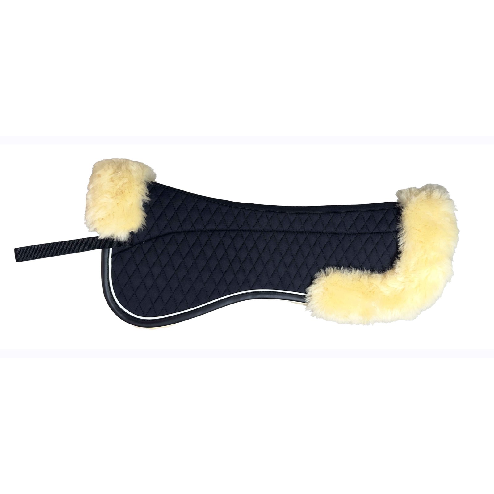 Navy Blue Quilted Saddle Pad with Luxurious Sheepskin Trim